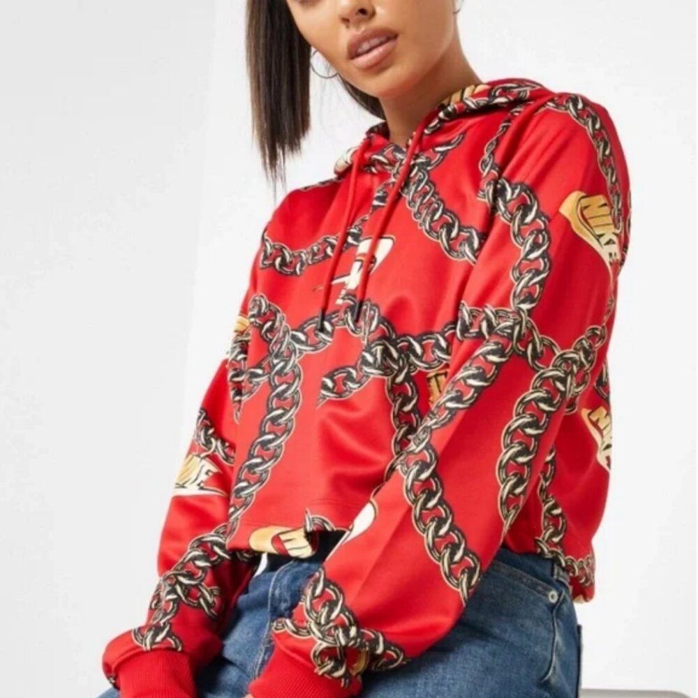 Nike NSW ICON CLASH CROPPED HOODIE Red